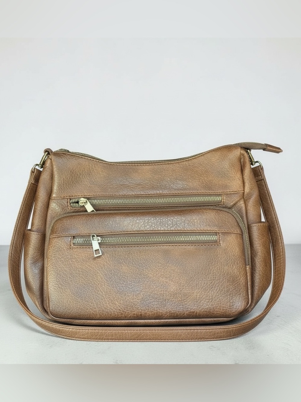 NWT! Classic Vegan Leather Crossbody Bag by ALYSSA, Brown